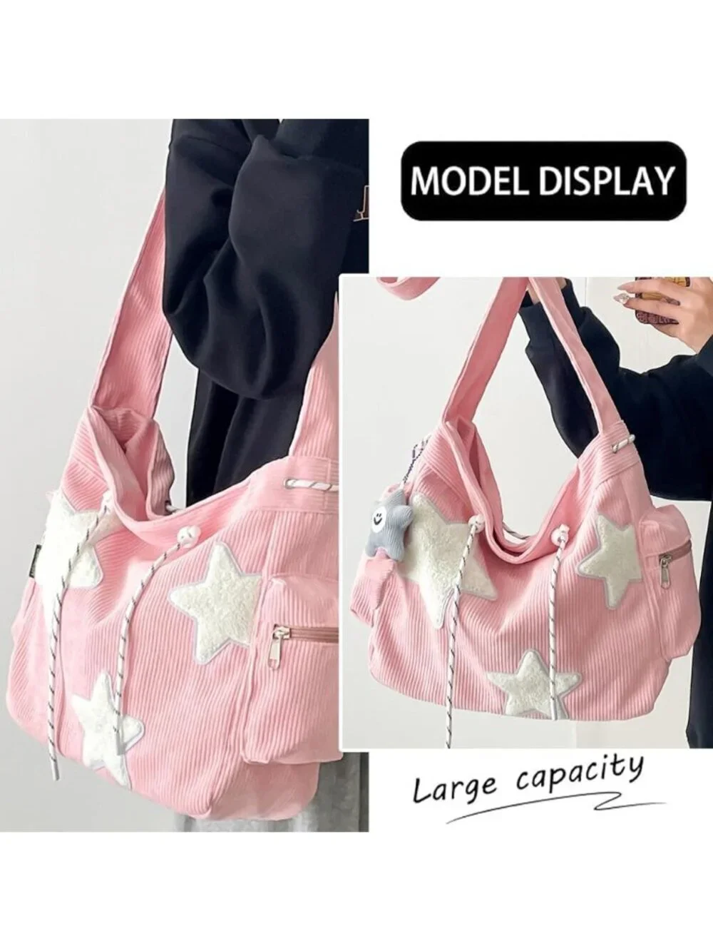 Women's Red Multiple Pockets Zipper Aesthetic Hobo Bag Crossbody Handbag